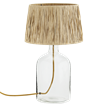 Madam Stoltz Lampe Glas mit Bastschirm 49 cm