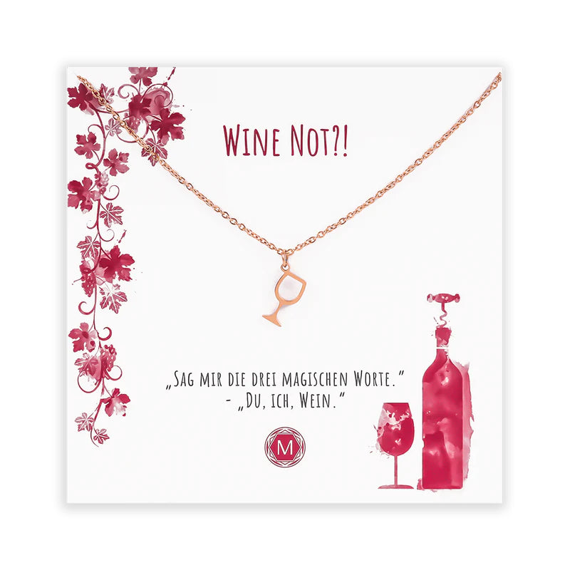 MURANDUM Kette mit Weinglas Anhänger Wine not?! - Roségold