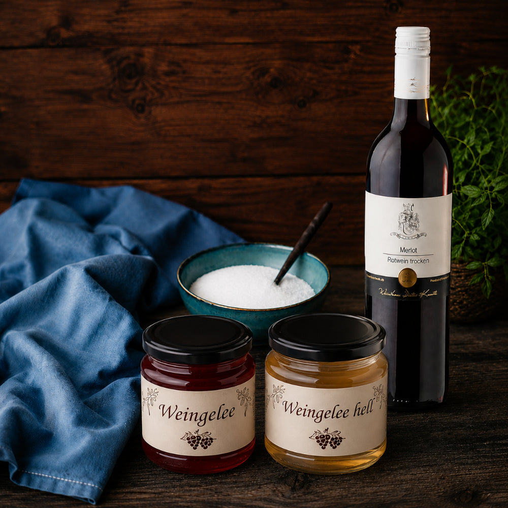 Rotes und helles Weingelee selbst gemacht mit Wein und Gelierzucker