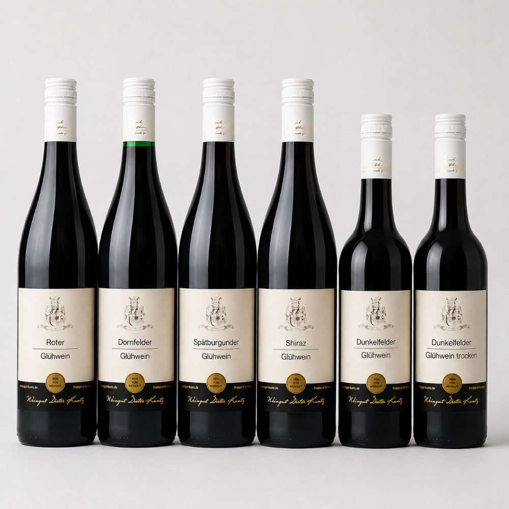 Winzerglühwein Paket 6 verschiedene Flaschen roter Glühwein