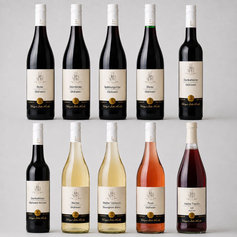 !0 verschiedene Winzergluehweine inklusive Heisse Traube rot Weingut Dieter Kuntz