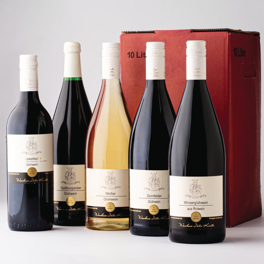 Gluehwein Set Winzergluehwein und Heissgetränk alkoholfrei 12 Flaschen Weingut Dieter Kuntz