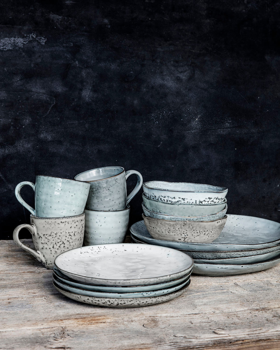 House Doctor - Teller 20cm Rustic Grau/Blau 4er Set