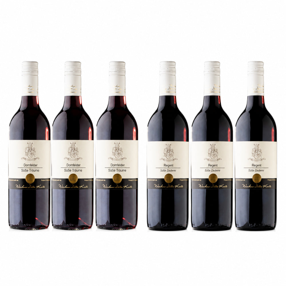 Süßer Rotwein 6er Set 2x3 mit Dornfelder Süße Träume und Regent Süße Zauberei