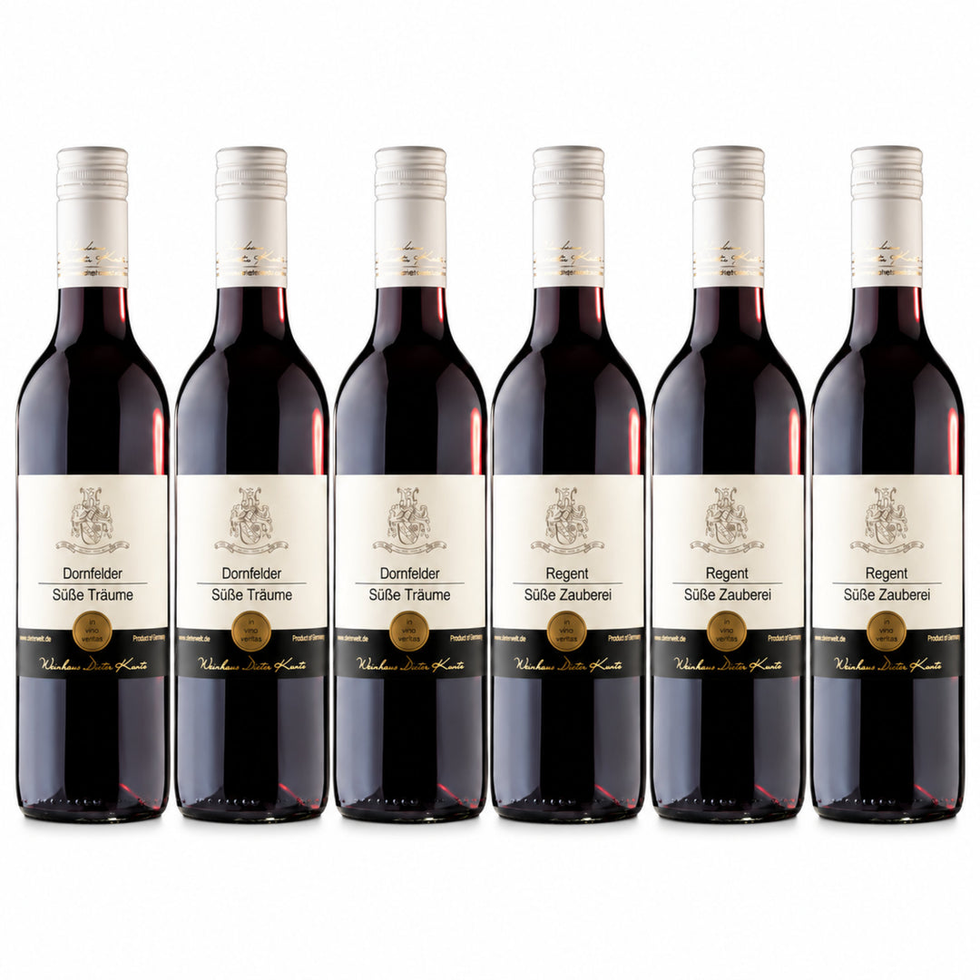 Süßer Rotwein 6er Set 2x3 mit Dornfelder Süße Träume und Regent Süße Zauberei