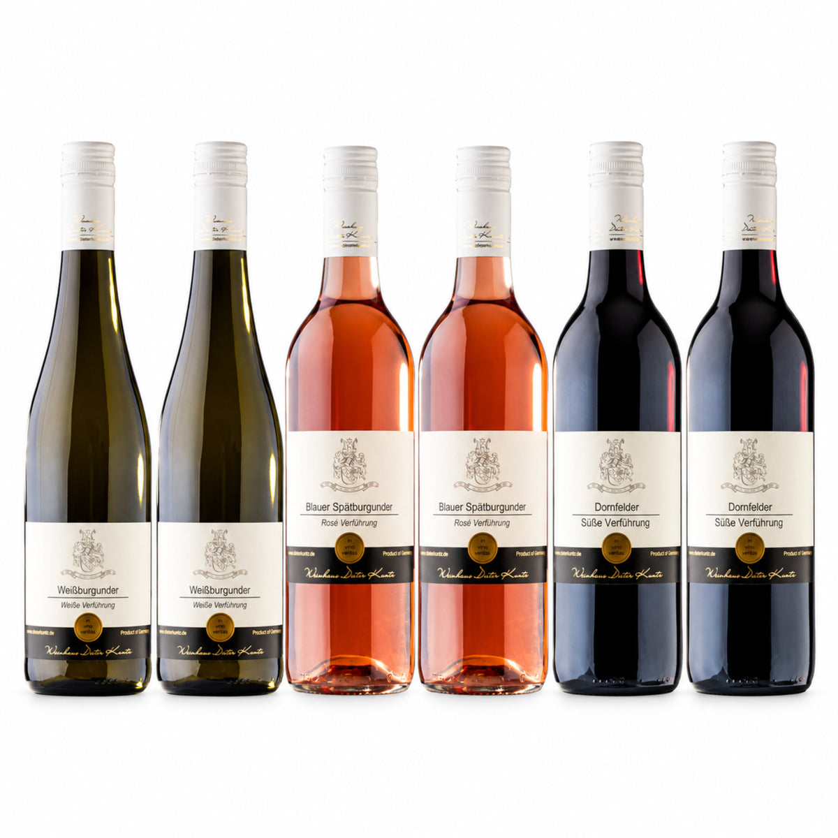 Weinpaket Süße Verführung mit 6 Flaschen Rotwein, Rosé und Weißwein vom Weingut Dieter Kuntz