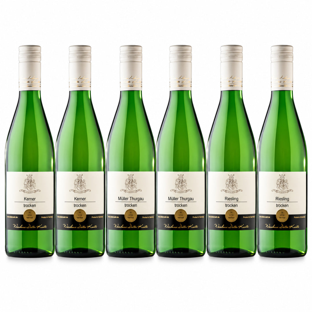 Weißwein Probierpaket trocken mit Kerner, Müller Thurgau und Riesling – 6 Flaschen